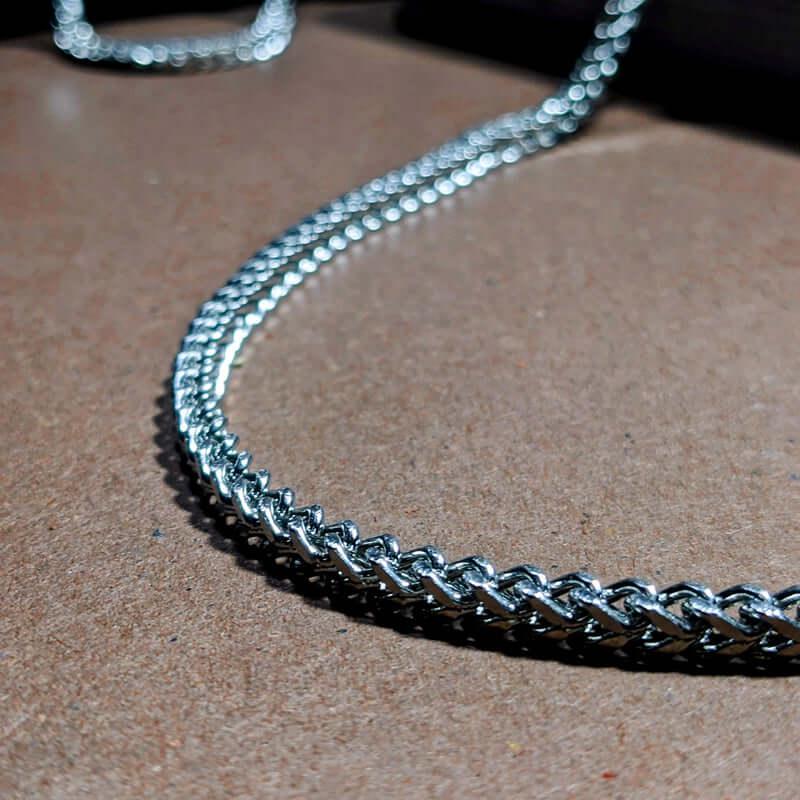 5mm Silver Square Franco Foxtail Neck Chain - Dazzle