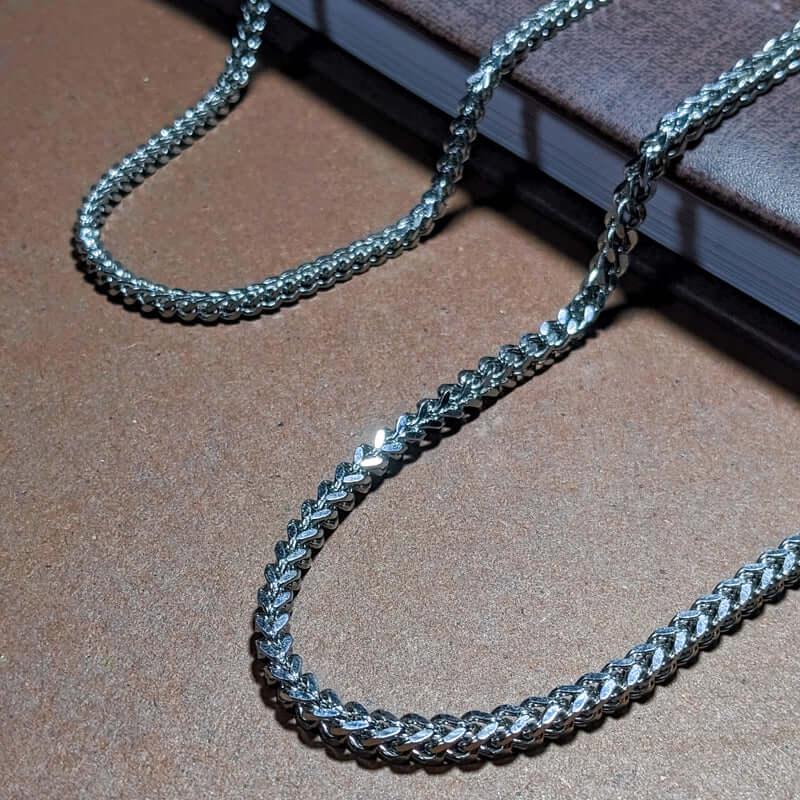 5mm Silver Square Franco Foxtail Neck Chain - Dazzle