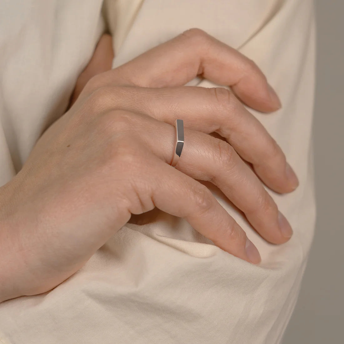 Square Signet Ring worn on hand – stainless steel minimal ring for men Dazzle Pakistan