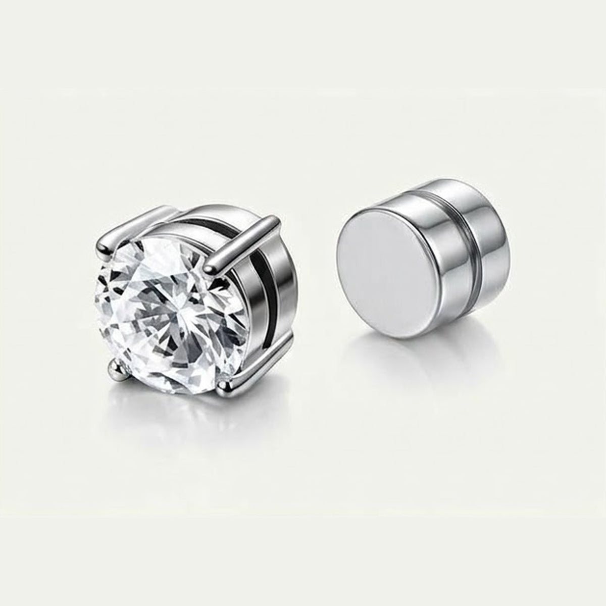 Stainless steel magnetic stud earrings for men by Dazzle, no piercing needed