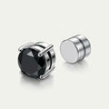 Dazzle magnetic stud earrings in stainless steel, Black and Silver, Pakistan