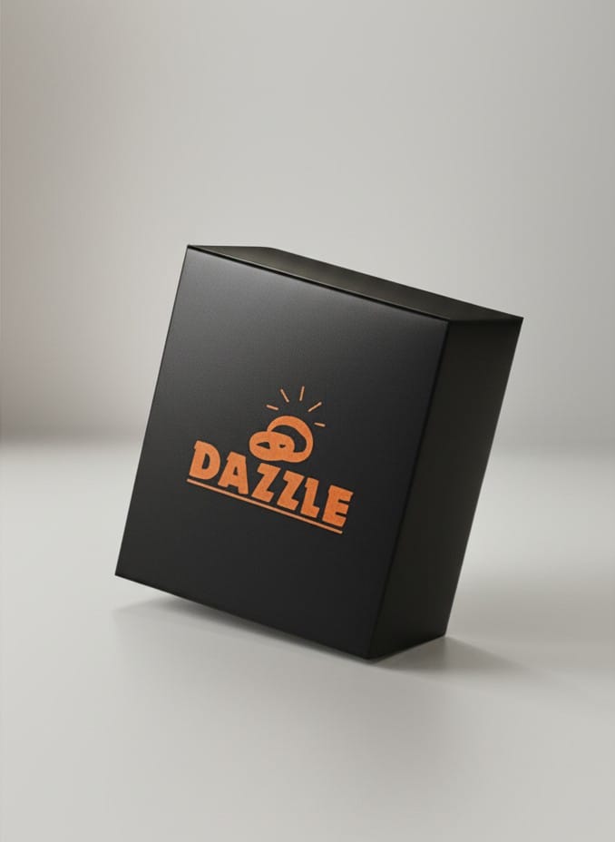 Black box with 'DAZZLE' logo on a gray background