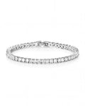 Close-up of silver tennis bracelet chain links - Dazzle jewelry