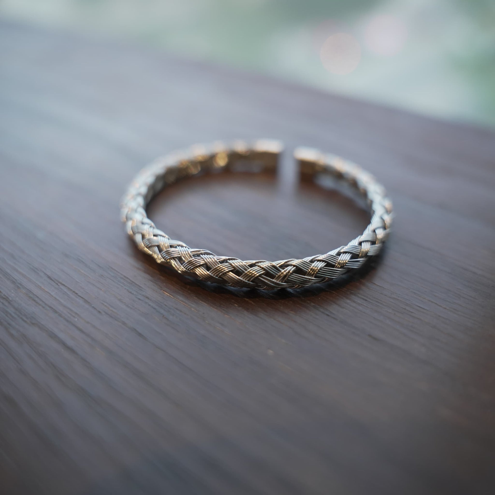 Basket Weave Braided Steel Hearts Bracelet