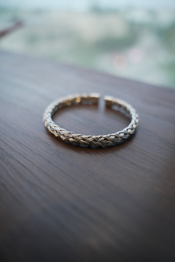 Basket Weave Braided Steel Hearts Bracelet