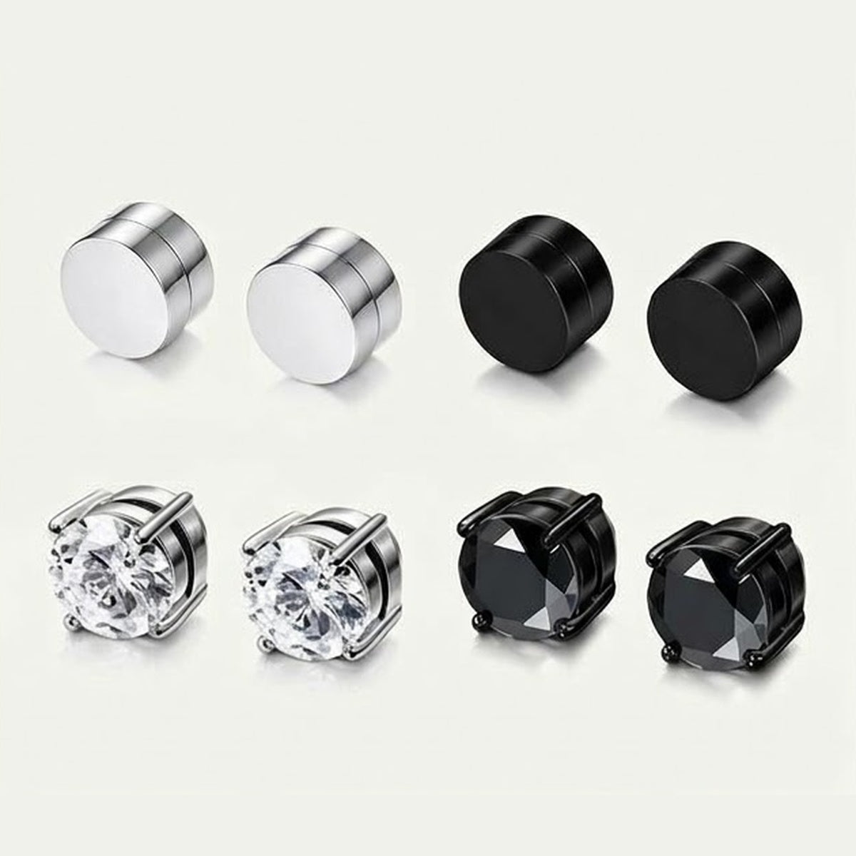 Dazzle stainless steel magnetic stud earrings for daily wear, Pakistan