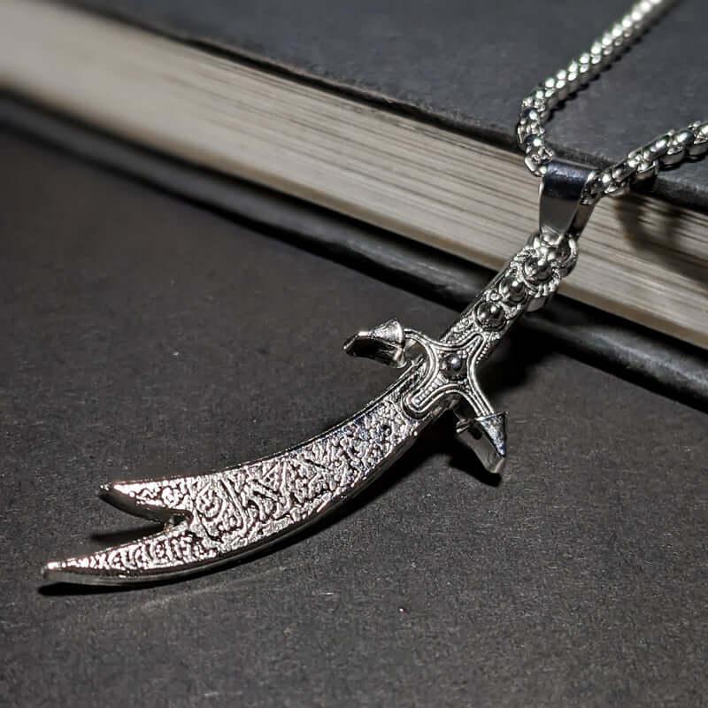 Silver Pt Imam Ali Sword Zulfiqar Zulfikar Necklace Islamic Art Islam Muslim Gift - Dazzle