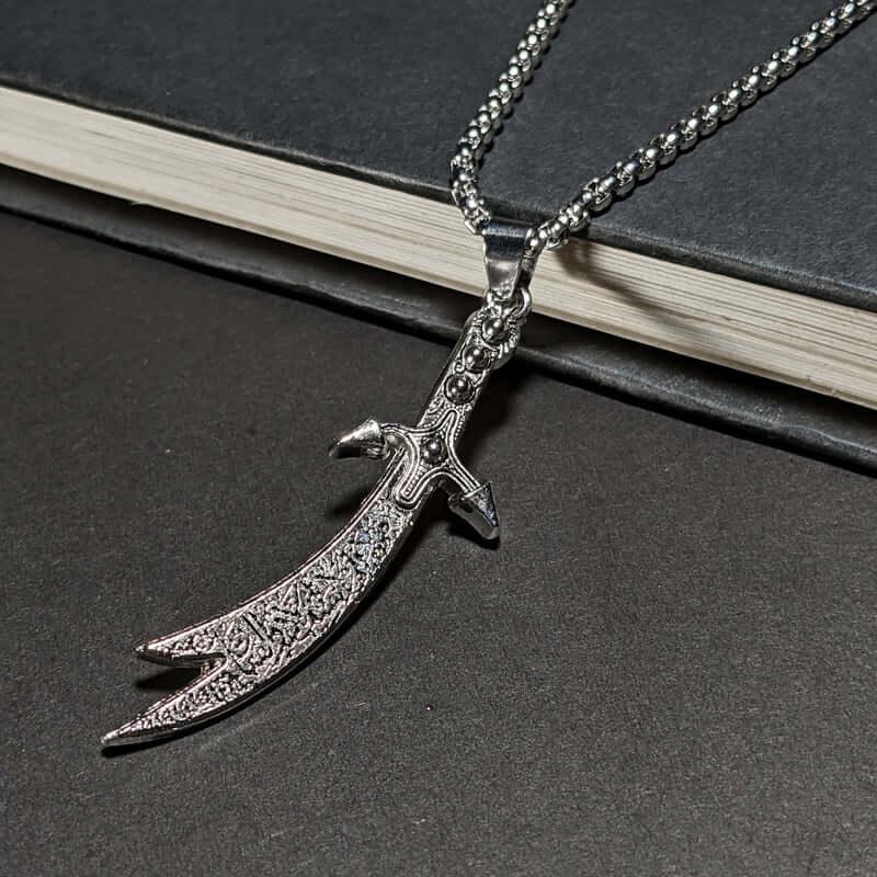 Silver Pt Imam Ali Sword Zulfiqar Zulfikar Necklace Islamic Art Islam Muslim Gift - Dazzle